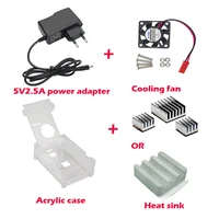 New Raspberry pi 3 Acrylic Case + Heat Sink + Cooling Fan + 5V2.5A Power Adapter Supply for Raspberry pi 3 model B Free shipping