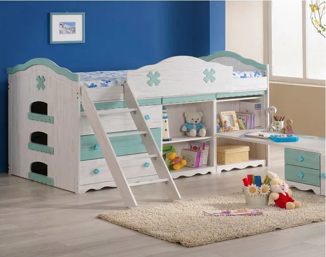New Children S Bed Bunk Wood With A Desk Drawer New Children S Bed Bunk Wood With A Desk Drawer Cabinet Wardrobe Furniture Combination Fence
