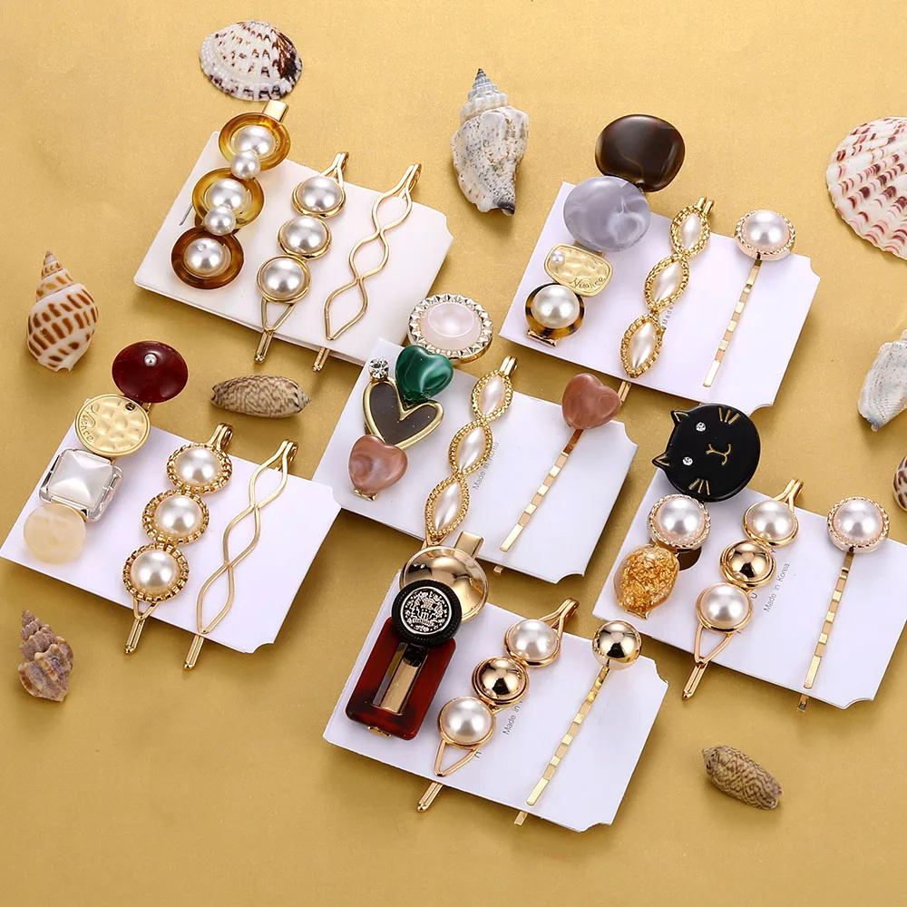 

VKME girl hairpin combination pearl hair accessories retro sweet hairdressing ladies headwear Korean hair accessories