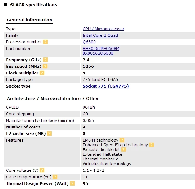 Процессор intel core 2 Q6600 cpu(2,4 ГГц/8 м/1066 ГГц) Socket LGA 775 настольный процессор