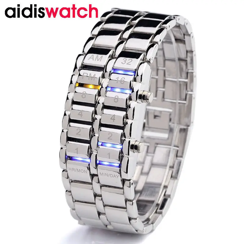 

2018 New Couple Watches Lava Electronic Second Generation LED Bracelet Watch Waterproof Wristwatch Men Full Steel Clock Hours