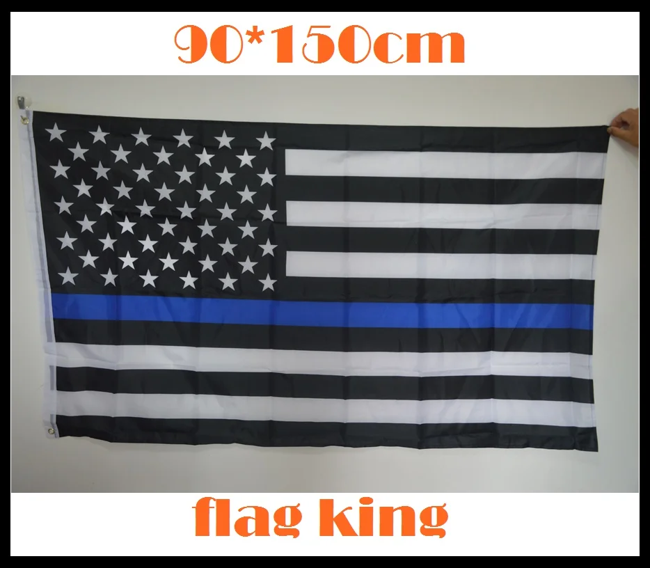 Subdued Thin Blue Line Stripes American Flags grommets ,3*5 foot 90