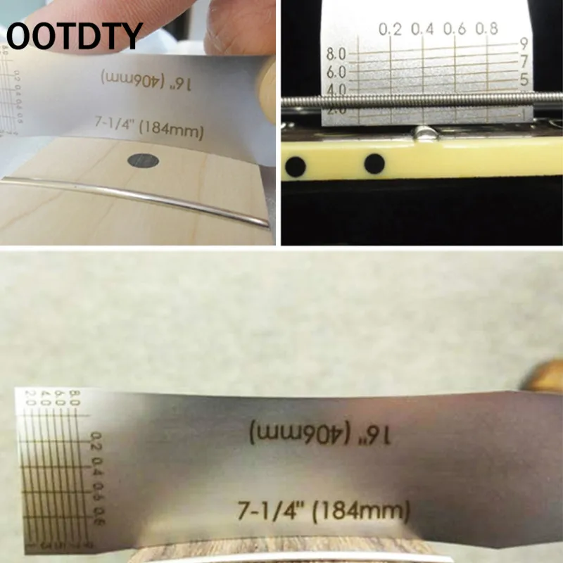 

OOTDTY 6 in 1 Guitar Fretboard Radius Gauge Steel Ruler Guitar Neck Kit Setup-Measuring