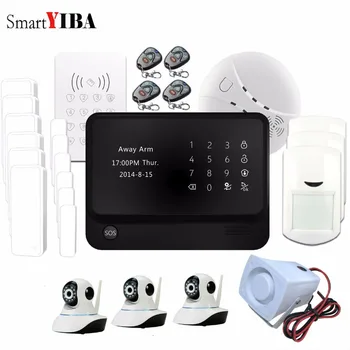 

SmartYIBA APP Control 720P WiFi HD IP Camera WiFi GSM SMS Alarm+RFID Keypad Smoke Siren Local Alarm Home Intruder Alarm System