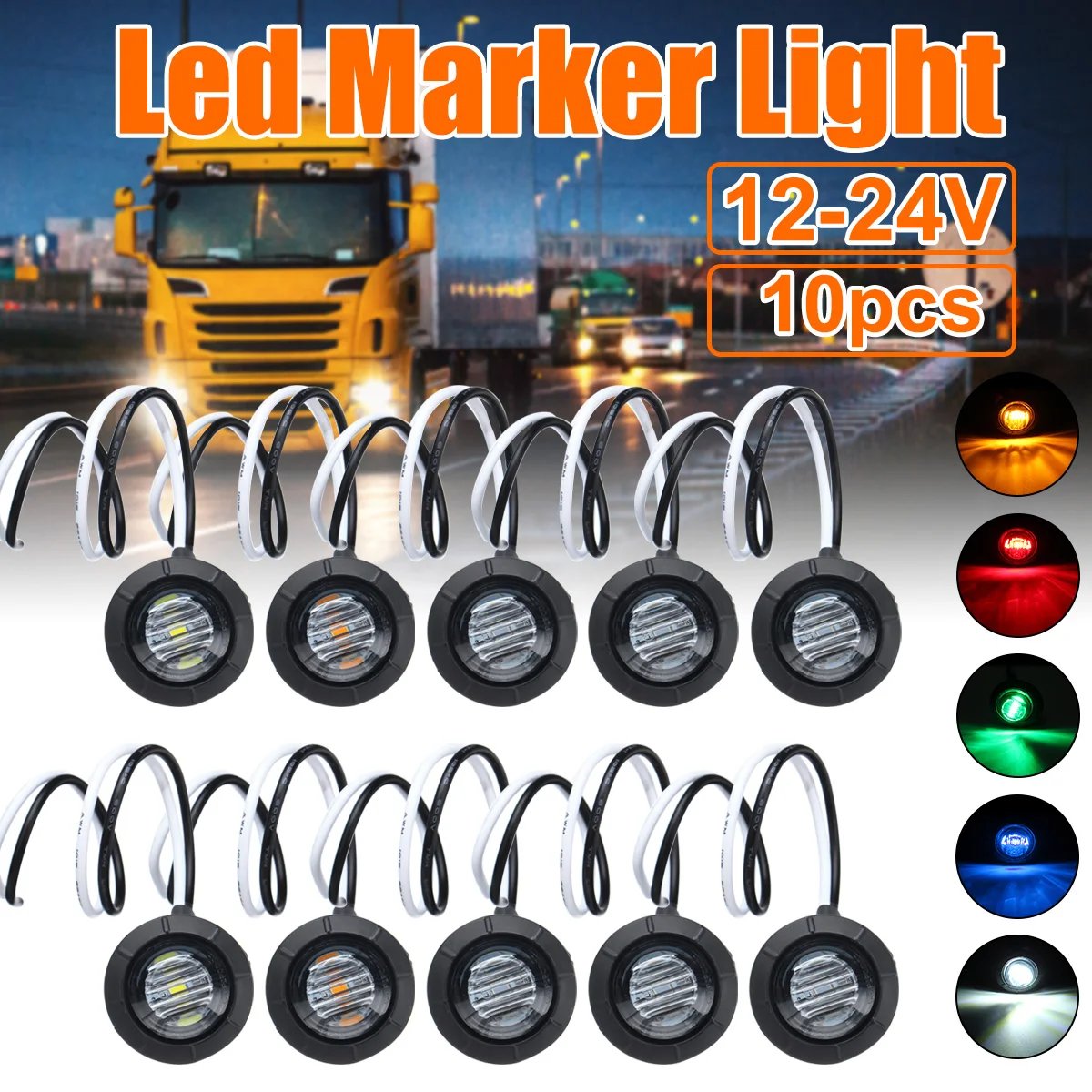 thumbnail image 2 of 12v Led Lights JXOFROAD 3/4" Purple LED Side Marker Light,Waterproof Round Bullet Clearance Light,Front Rear Signal Marker Lights,12V Tail Top Indicator For Trailer Truck Van RV Caravan (Pack Of 10 Side Marker 2 of 13