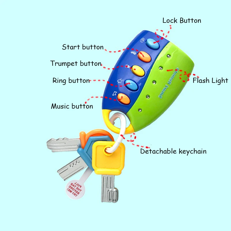 Детские игрушки умные ключи от автомобиля с дистанционной кнопкой музыкальный анти-теиф замок с светильник Имитационные машины голосовые ролевые игры мальчики девочки Образовательные Подарки