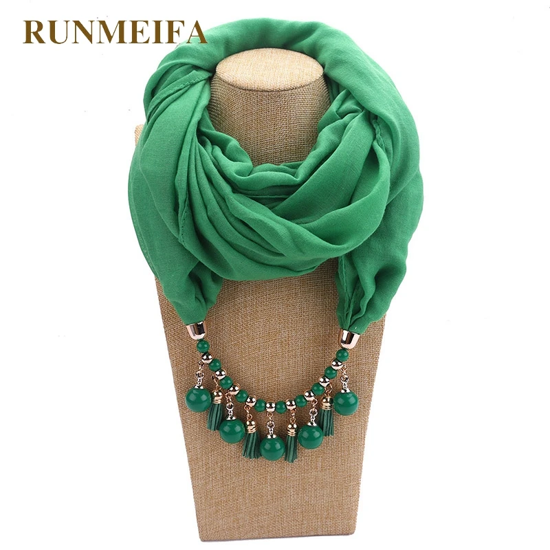 

New Design Pure color polyester Scarf Necklace For Women Statement Necklaces Sunscreen neckerchief accessories for beach Jewelry
