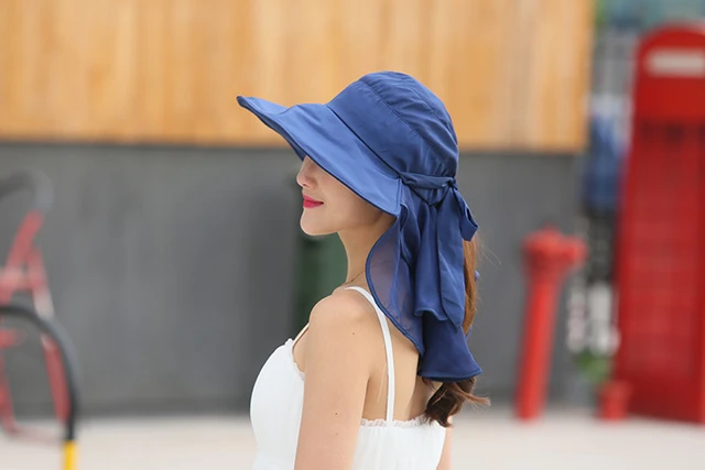 Sombreros de sol con protección facial para el cuello para Mujer, Sombreros  de Verano de ala ancha, gorras de visera de Verano Anti-UV, Chapeu femenino  para exteriores - AliExpress