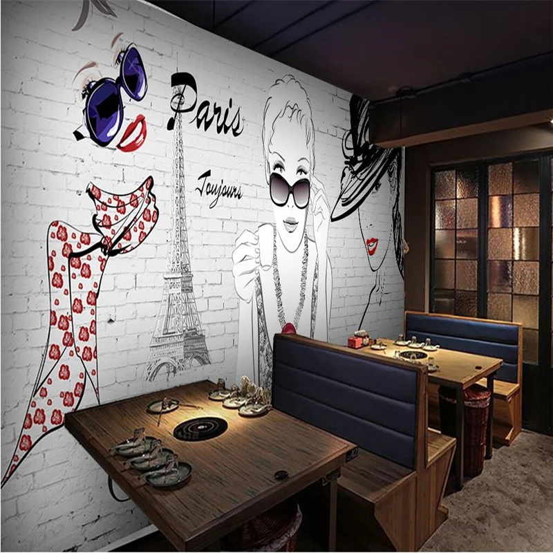 3D-обои для гостиной на заказ, фото, Европейская и американская кирпичная стена, модная ручная роспись, красивая одежда, фон для магазина