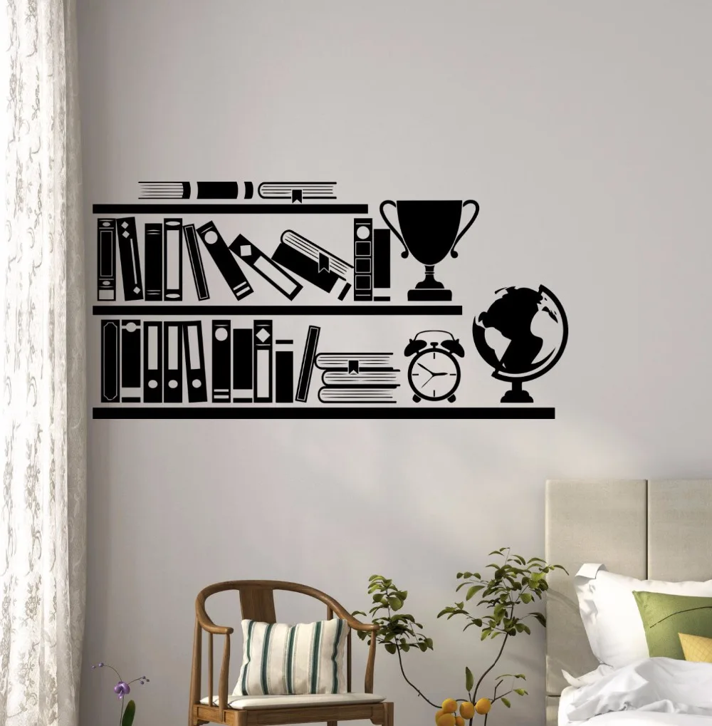 Bookshelf Design Wall Art Murals Kids Room Decoration Shelf Holder Wall