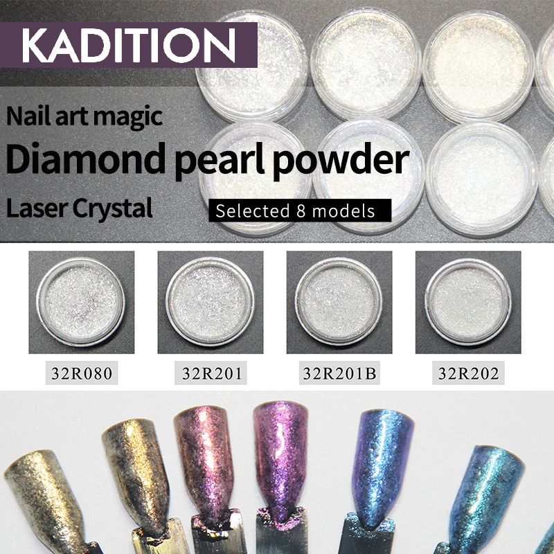 

KADITION New Mirror Nail Glitter Flakes Sparkly Shining Glitter Nail Pigment Dust Holographic Gel Polish Powder Laser for Chrome