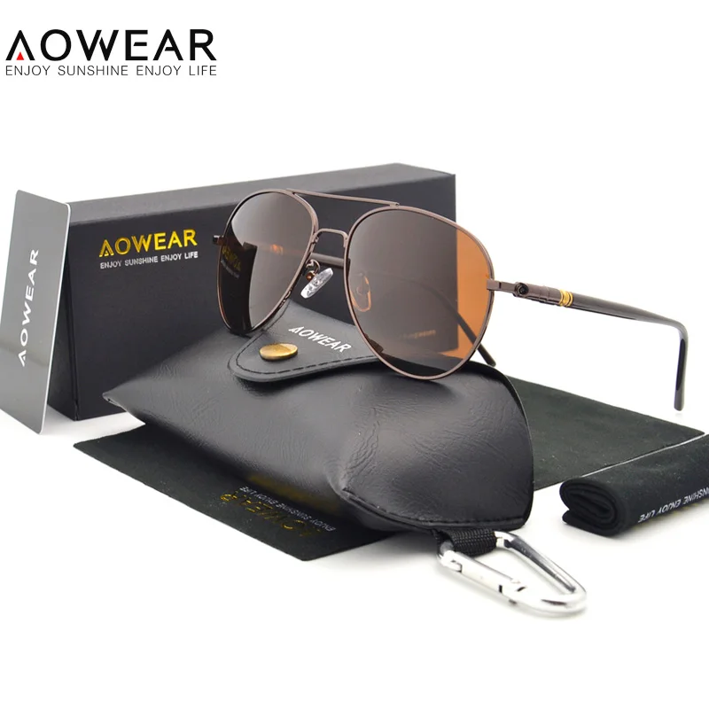 AOWEAR Роскошные брендовые дизайнерские солнцезащитные очки авиаторы Мужские