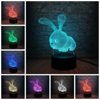 

3D LED Night Light Lovely Cartoon Rabbit Multicolor Change Bedside Table Lamp Child Bedroom Decor Lighting Kids Birthday Gift