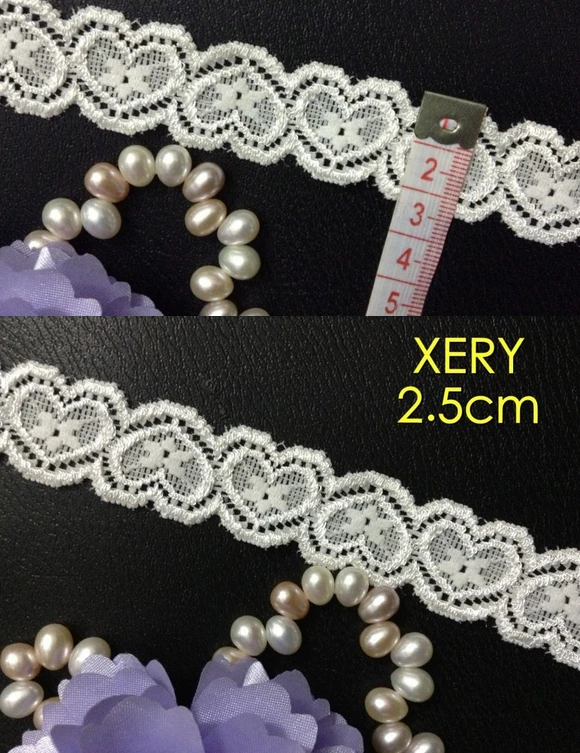 

FREE SHIPPING 2.5cm white elastic heart jacquard lace, rewarding customer price,XERY0718K