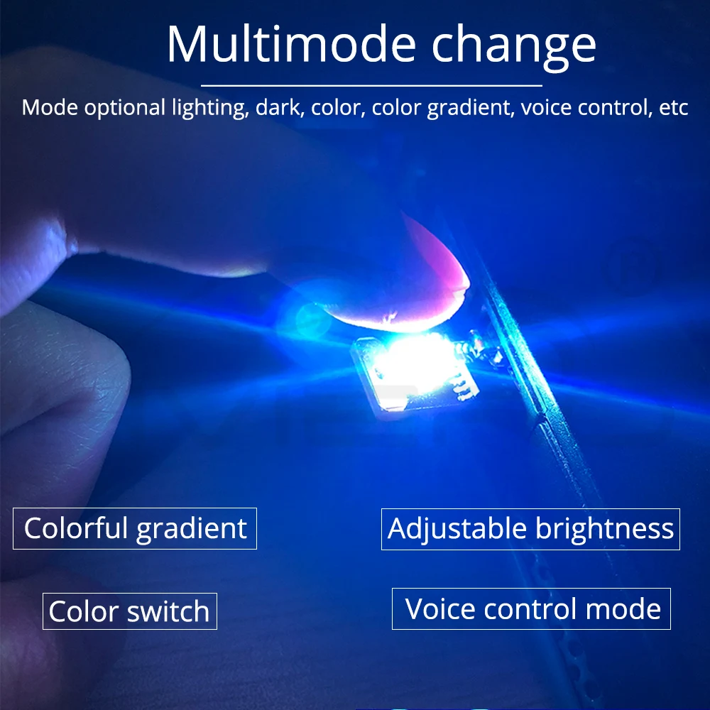 2X Auto USB LED DC 5V Music Playing Dimmable Light Atmospher Decorative Lamp Lighting Portable Plug and Play RGB Voice Activated