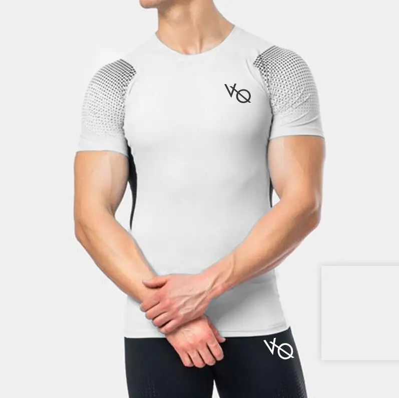 

2019 New Compression Men T-shirt Short Sleeves Print VQ Male Solid Vanquish Mens Tee Summer Gyms Fitness Bodybuilding Clothing