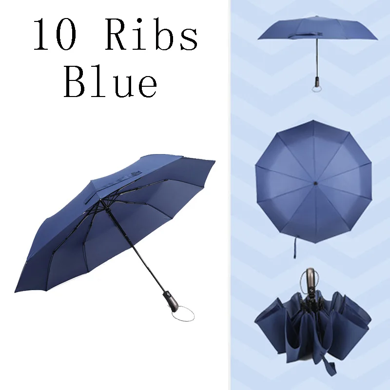 Автоматический зонт от дождя женский большой анти женский складной мужской Солнечный зонт с защитой от ультрафиолета мужской Guarda Chuva Paraguas Parapluie Sombrinha - Цвет: 10K Blue