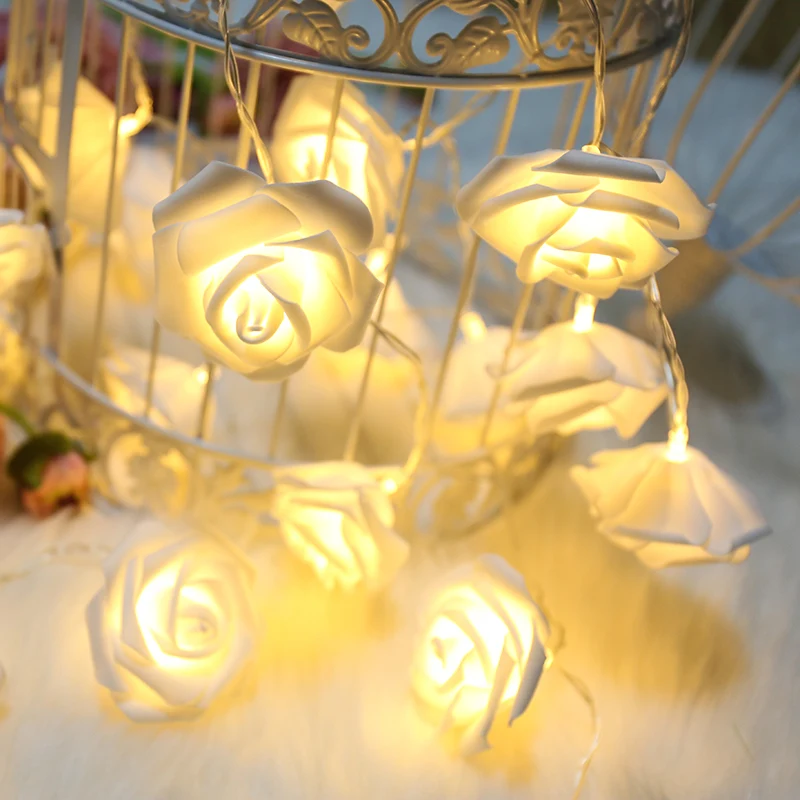 

Battery Powered 100 LEDS Rose Flower String Fairy Lights Wedding Home Birthday Valentine's Day Event Party Decoration Luminarias