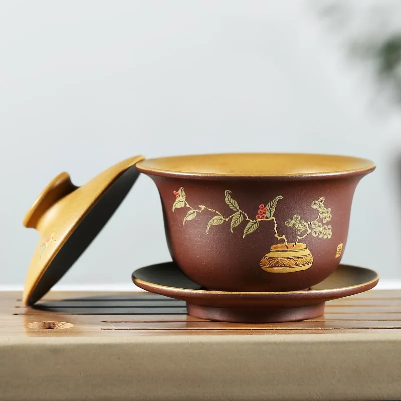 170 мл Yixing фиолетовая глина Gaiwan Boutique Chinese чайный набор кунг фу Zisha Tea Tureen посуда для