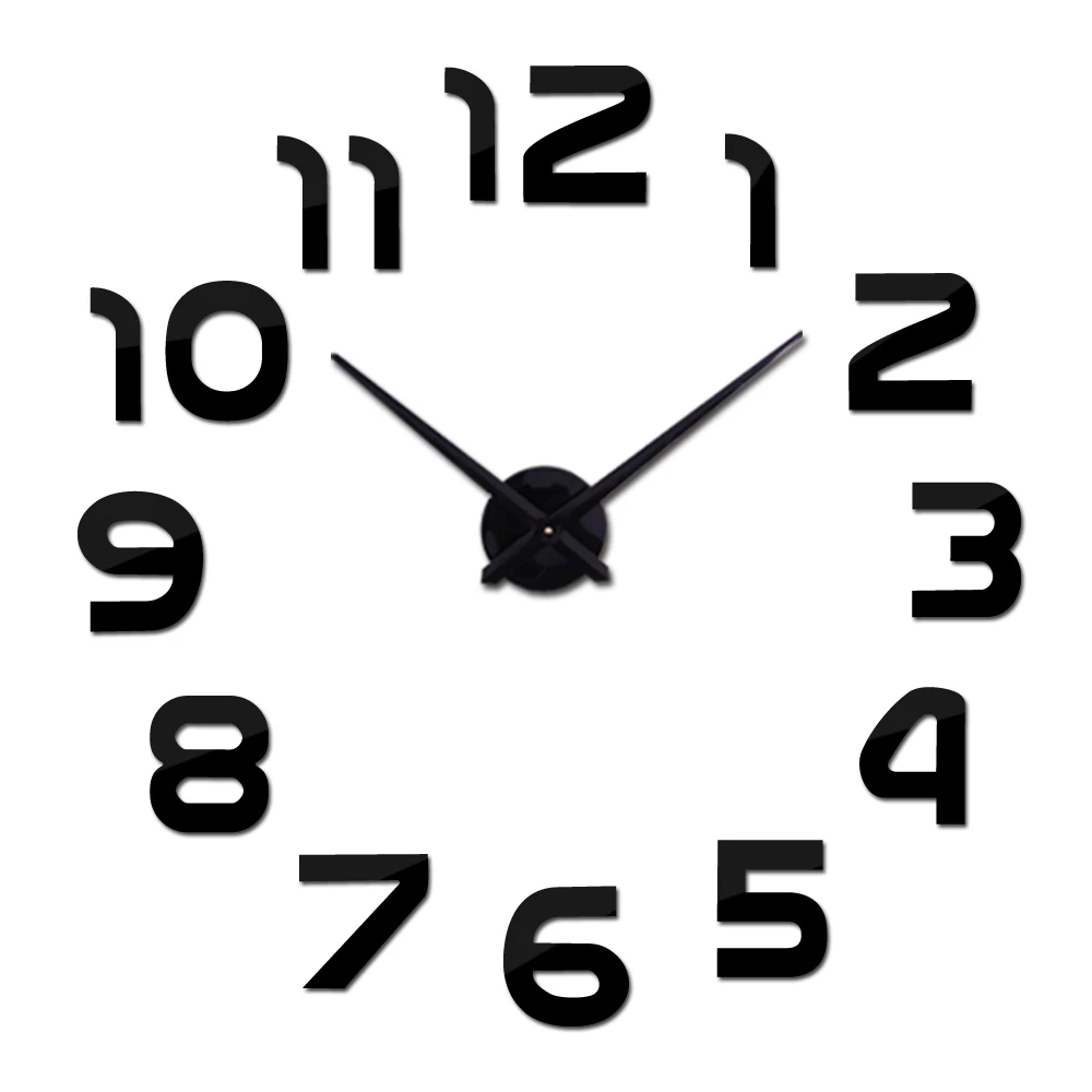 Diy 3d акриловые настенные часы Horloge Murale современные круглые иглы зеркало большие украшения дома Горячая - Цвет: Черный