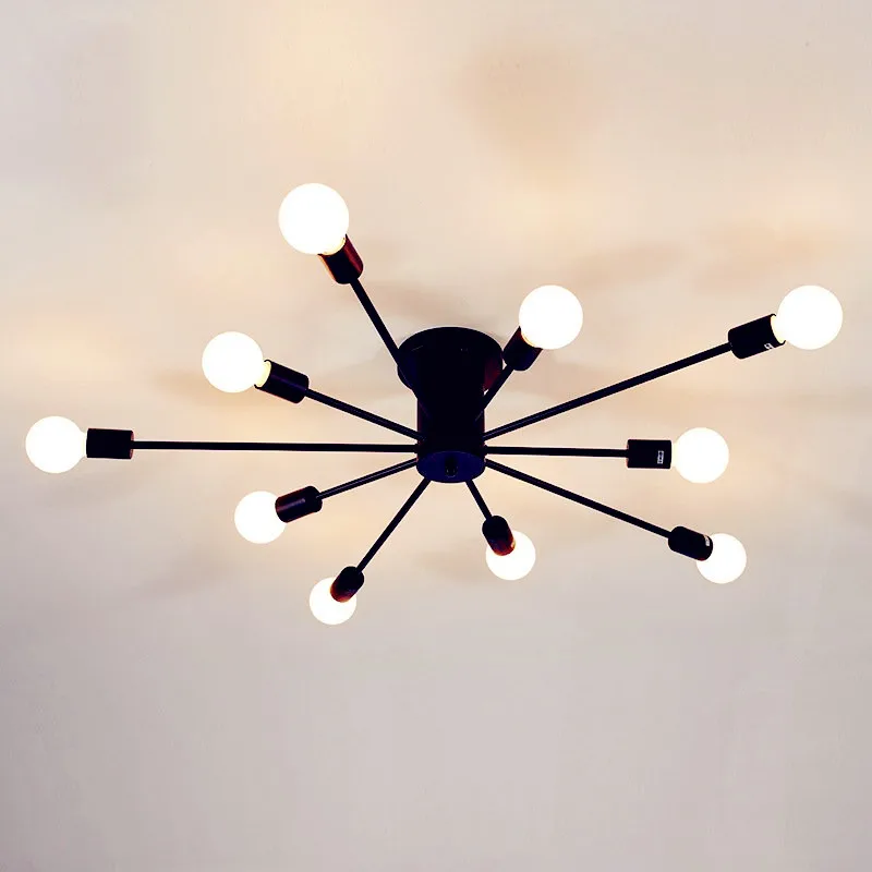 

Vintage Ceiling Lights For Home Lighting Luminaire Multiple Rod Wrought Iron Ceiling Lamp E27 Bulb Living Room Lamparas De Techo