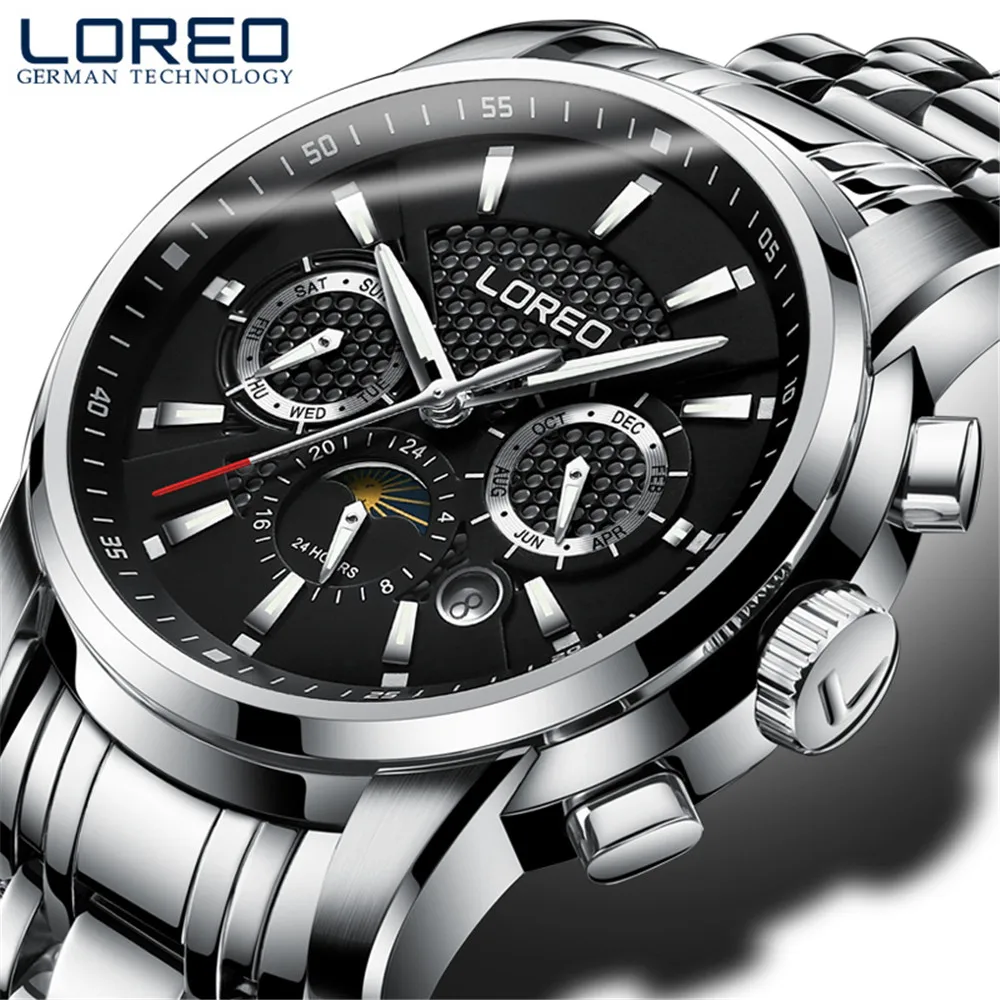 

LOREO Luxury Business Watches For Men 6 Hand Multifunction Design Automatic Mechanical Watch Waterproof 50M Swimming male clock