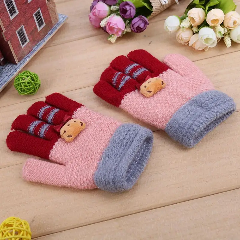 Детские перчатки, детские вязаные эластичные варежки, Зимние теплые детские перчатки для мальчиков и девочек, вязаные перчатки, Детские аксессуары