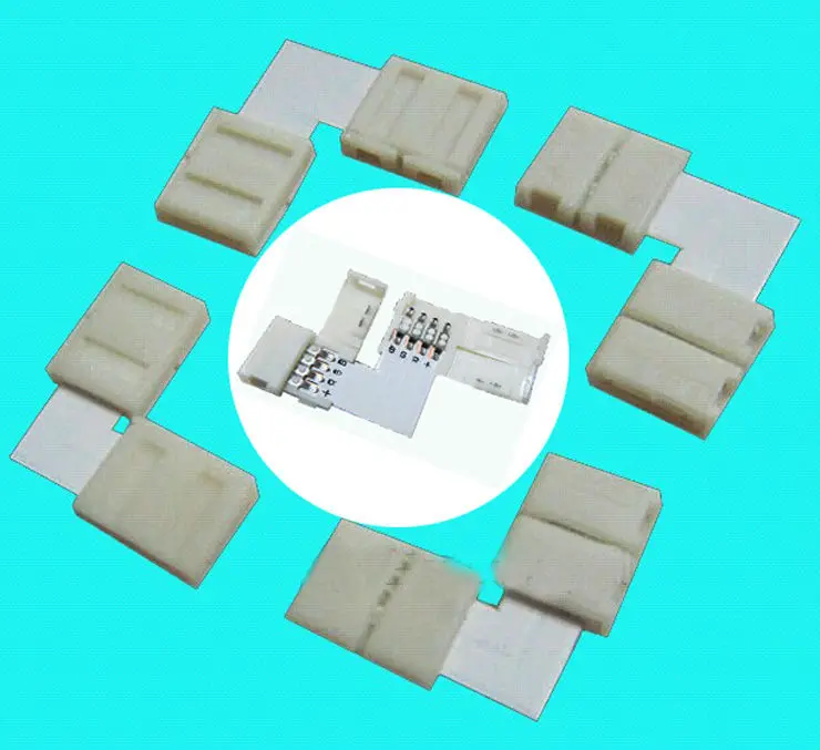 

100PCS x 4 pin LED Connector L Shape For connecting corner right angle 10mm 3528 5050 LED Strip Light RGB Color Free shipping