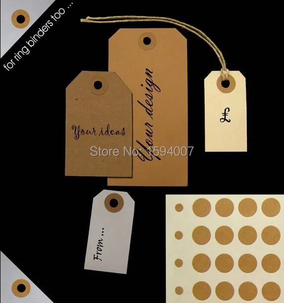 Kraft Brown Round Hole Reinforcement Stickers Gift Hang Tag Ring Label