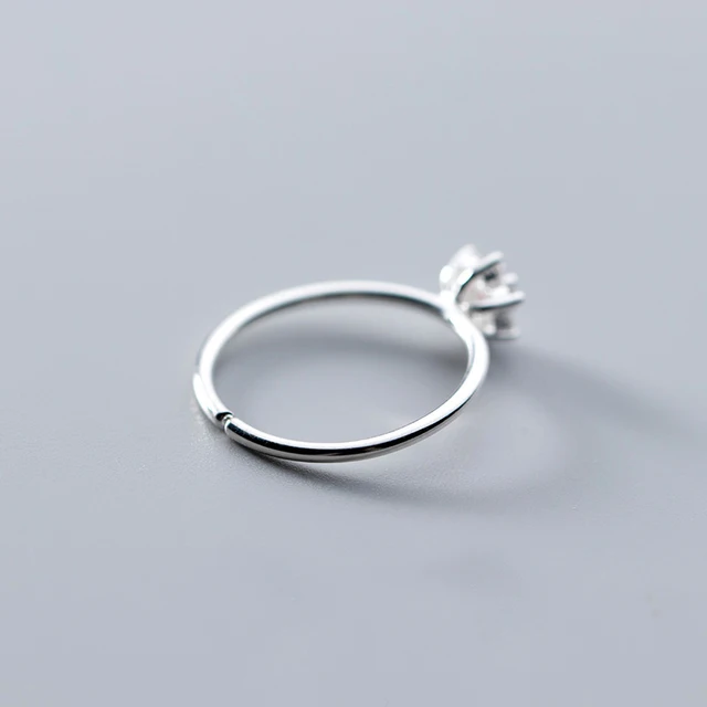 MloveAcc Sterling Silver 925 Oringinal In Rings for Women Flower with Pink CZ Elegant Lovely Adjustable Rings Brand Jewelry