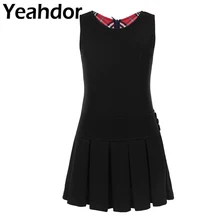 От 2 до 9 лет платье с цветочным узором для девочек Повседневное платье трапециевидной формы без рукавов для девочек плиссированное платье для маленьких девочек джемпер для свадьбы, школьная повседневная одежда