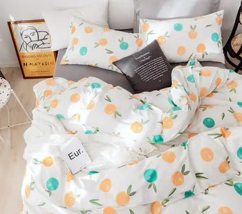 

lovely orange bedding set teen kid,twin full queen cotton cartoon single double home textile bed sheet pillow case duvet cover