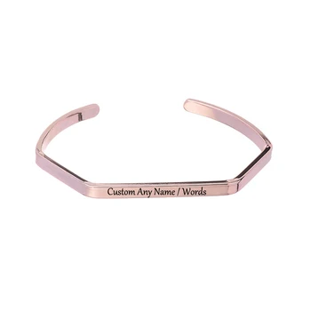 

Smooth Surface Pentagonal Opening Copper Bracelet Bangle Custom Name / Words Gold /Rose Gold / Silver Color Drop Shipping YP3118