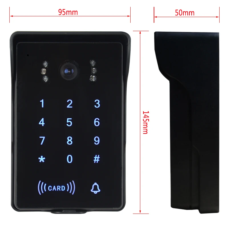 JEX 8 ''видео домофон дверной Звонок голос/Запись видео домофон комплект 3 черный монитор + Водонепроницаемый пароль клавиатура RFID Камера