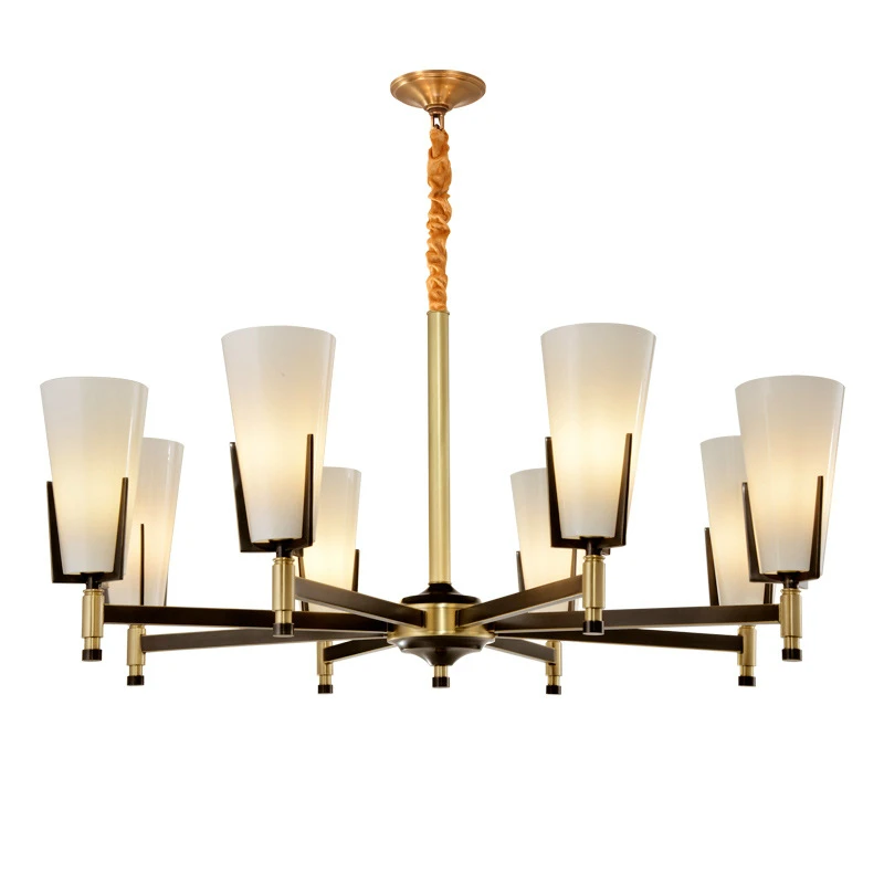

Modern LED Copper chandelier living room suspended lamps American bedroom lighting home deco fixtures dining room hanging lights