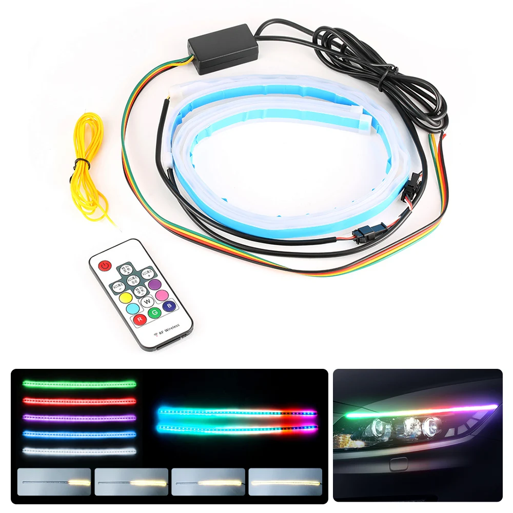 Новинка 2019 тонкий последовательный гибкий светодиодный DRL светильник RGB для