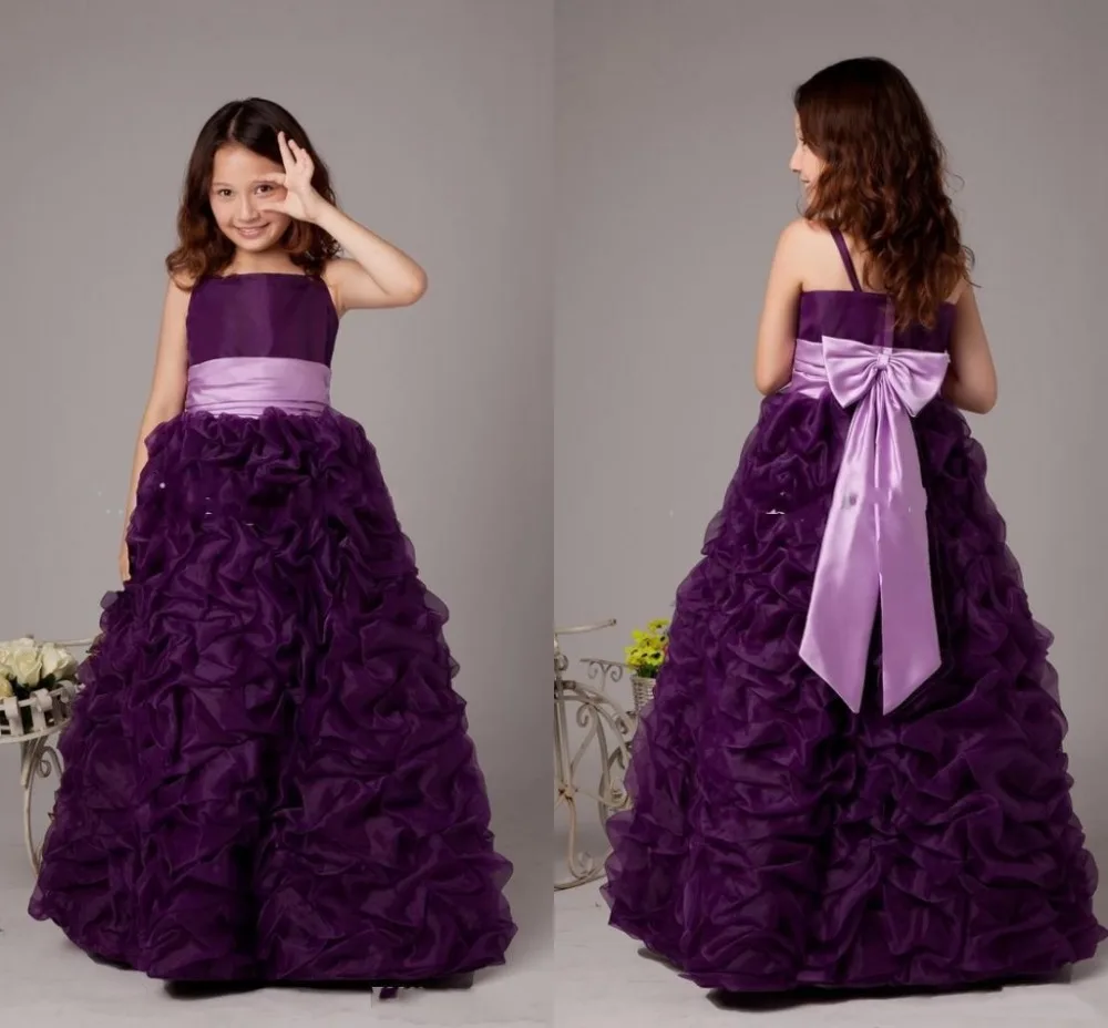 black and purple flower girl dresses