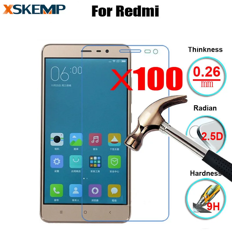 100 шт. защитная пленка для Xiaomi Redmi 2 3 Note Note2 Note3 Note4 Pro 3S 4A 4 4X 9H | Мобильные телефоны и