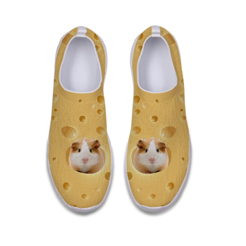 

3D Print Animal Cheese Hamster Casual Men's Shoes Men/women Funny Dog Cats Sneakers Teen Shoes Without Lace Flyknit 2018 Shoes
