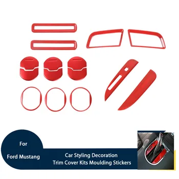 

For Ford Mustang 2015 Car Styling Decoration Trim Cover Kits Interior Moulding Stickers ABS Red Sliver Blue Decals Accessories
