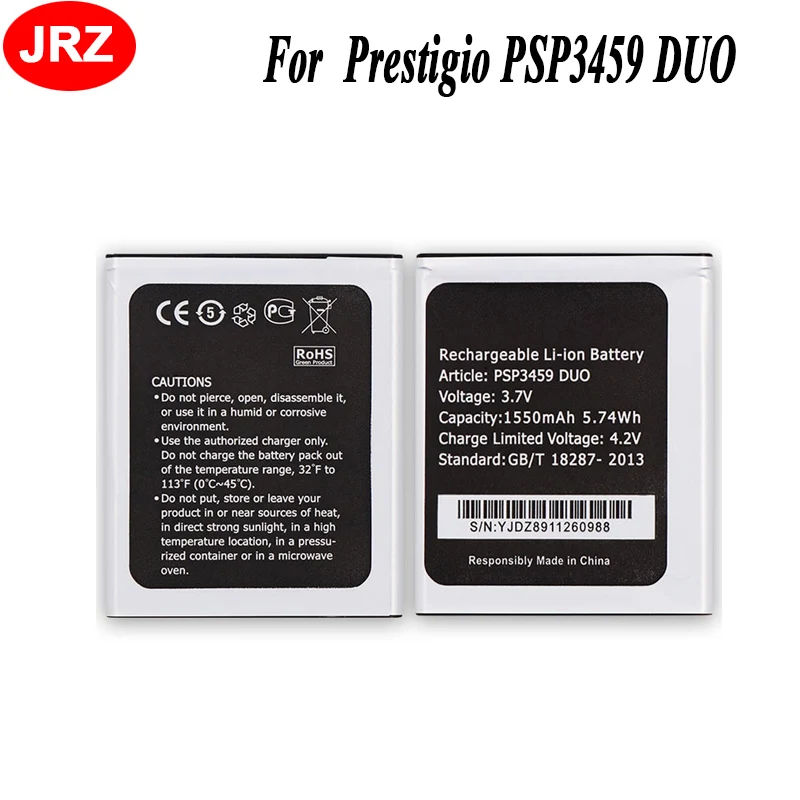 JRZ Новый PSP3459 DUO телефон батарея для Prestigio Wise OX3 Wize N3 1550mAh 3 7 V Высокое качество замена