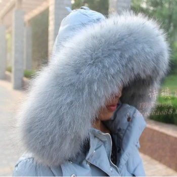 

Colorful Genuine Raccoon Fur Collar & Women Scarfs Fashion Coat Sweater Scarves Jacket Luxury Raccoon Fur Neck Cap C003-grey