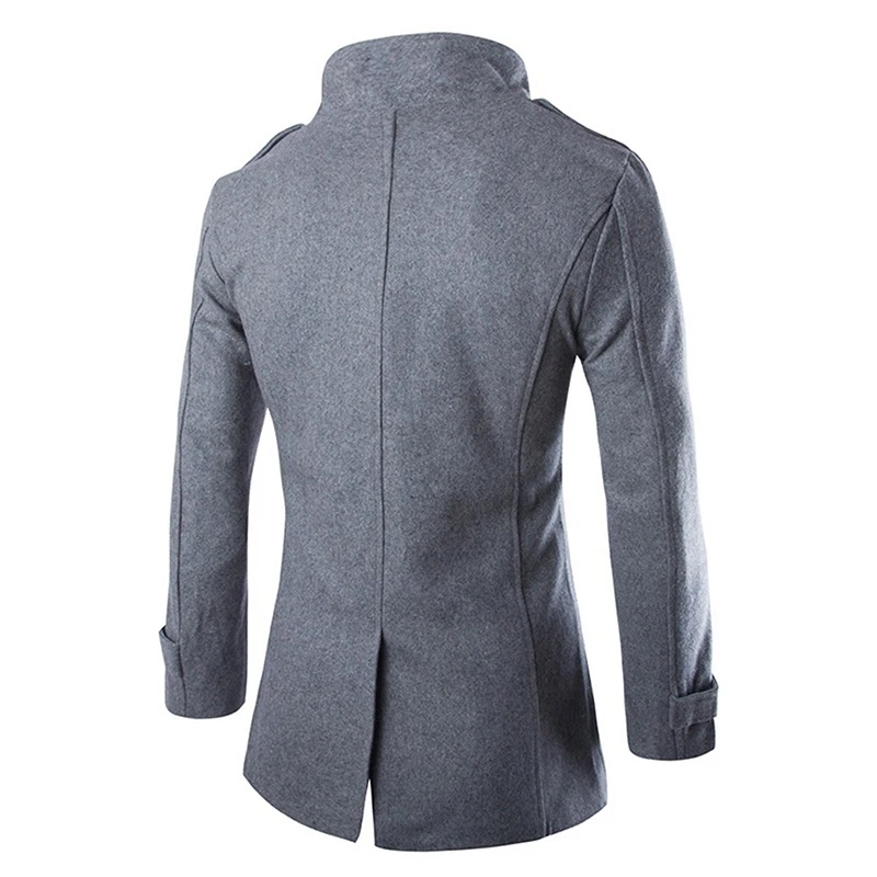 Autumn Long Wool Coat Men Fashion Turn-down Collar Wool Blend Double Breasted Pea Coat Jacket Men Overcoats Jacket