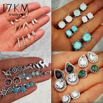 

Bohemian Starfish Wave Turtle Shell Stud Earrings Set For Women Geometric Round Heart Earring 2019 Brincos BOHO Vintage Jewelry