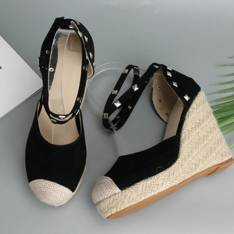 

Dilalula 2019 Big Size 34-43 Summer Sandals Women Sexy Rivets Platform Wedges High Heels Bohemia Ankle Strap Party Shoes Women