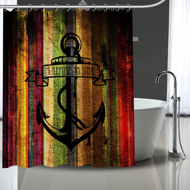 Custom Anchor Shower Curtain Modern Fabric Bath Curtains Home Decor