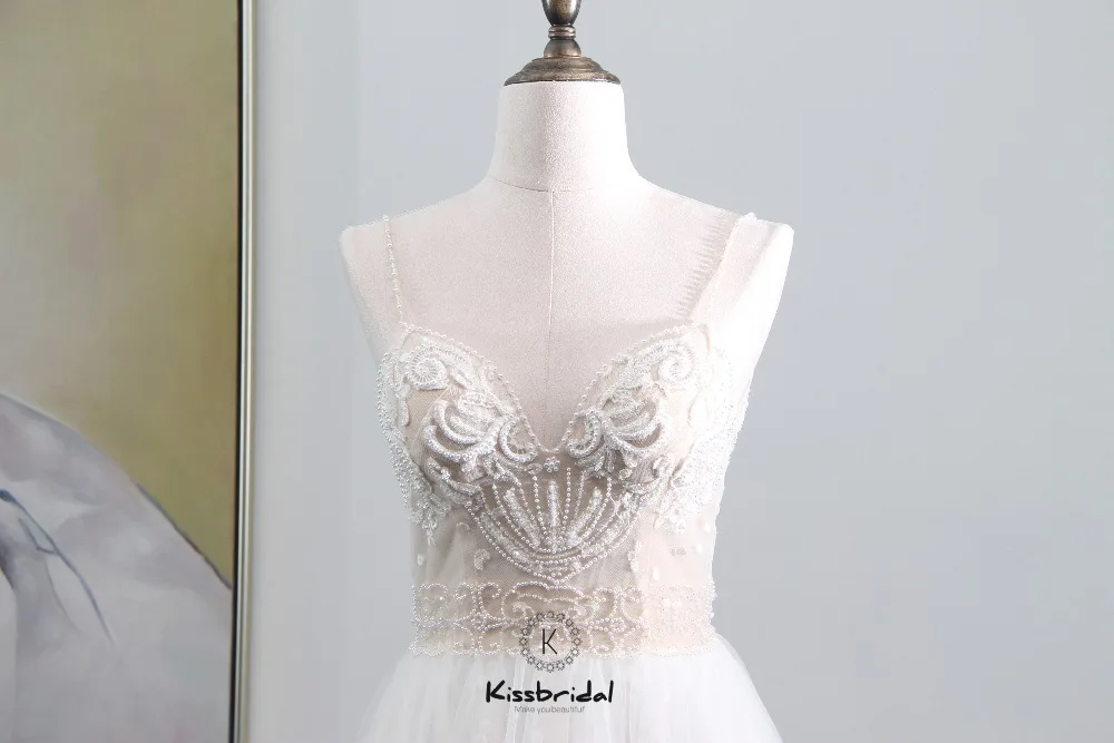 Vestido de noiva Новые великолепные белые свадебные платья Летний Стиль Бисероплетение