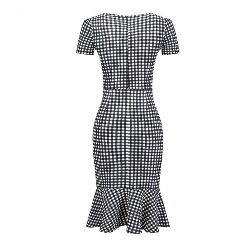 Fishtail Business Dress 2019 Pencil Bodycon Evening Party Dress Women Career Female Peplum Work Dress Vestidos Plus size S-XXXL (10)