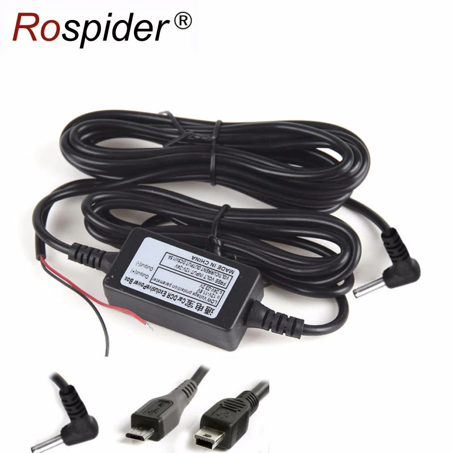 

DC12V 24V to 5V 2.5A Inverter Converter Micro Mini USB / DC 3.5mm Hardwire for Dash Cam Hard Wire Kit for Car GPS DVR Camera U05