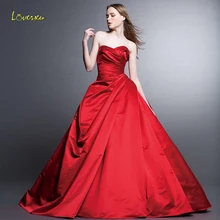 Loverxu потрясающие красные платья без бретелек трапециевидной формы, шикарные платья без рукавов с открытой спиной, с рюшами, с коротким шлейфом, вечерние платья большого размера
